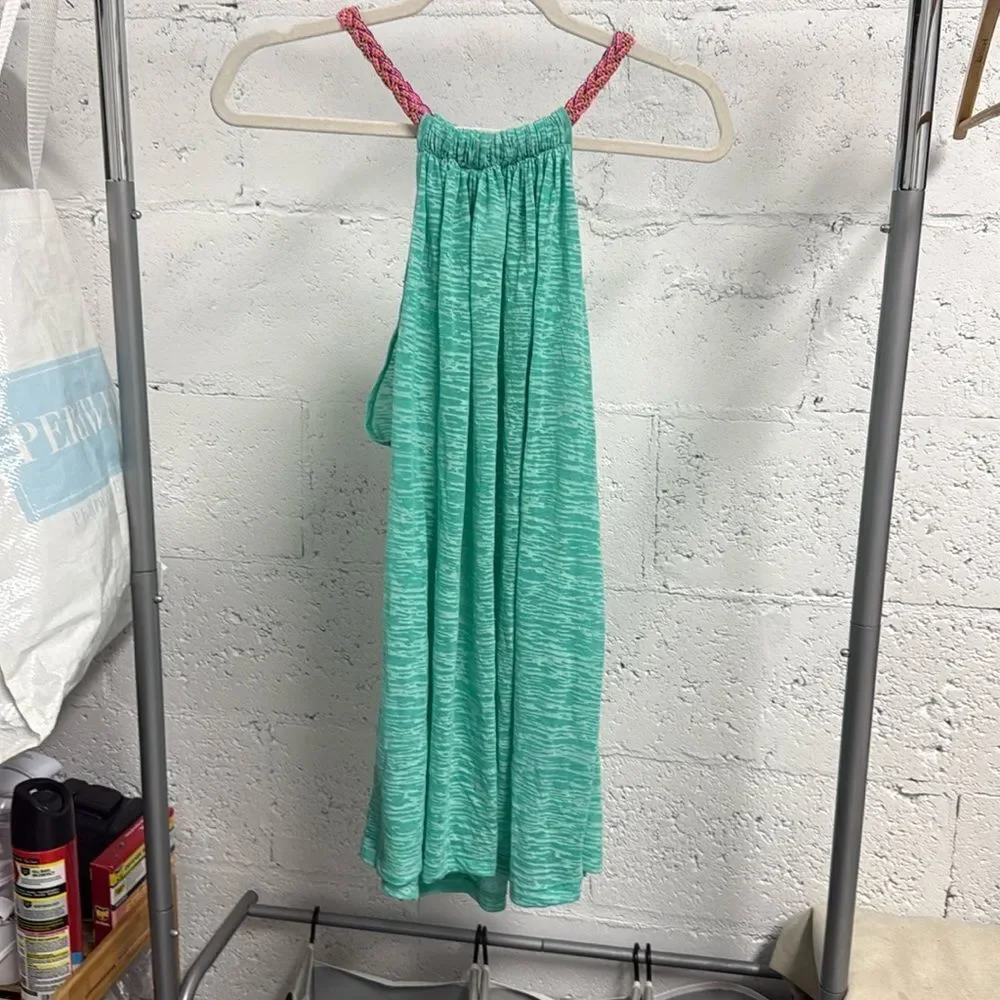 Teal PITUSA Cover Up Dress - Sheer - Petite Colorful Braided Strap